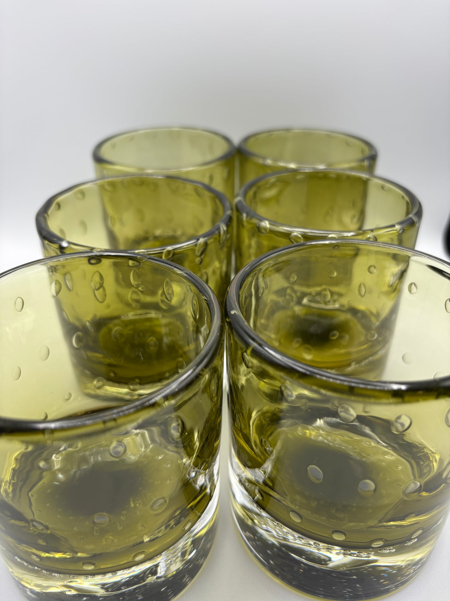 Olive Green Bubble Bourbon Glass