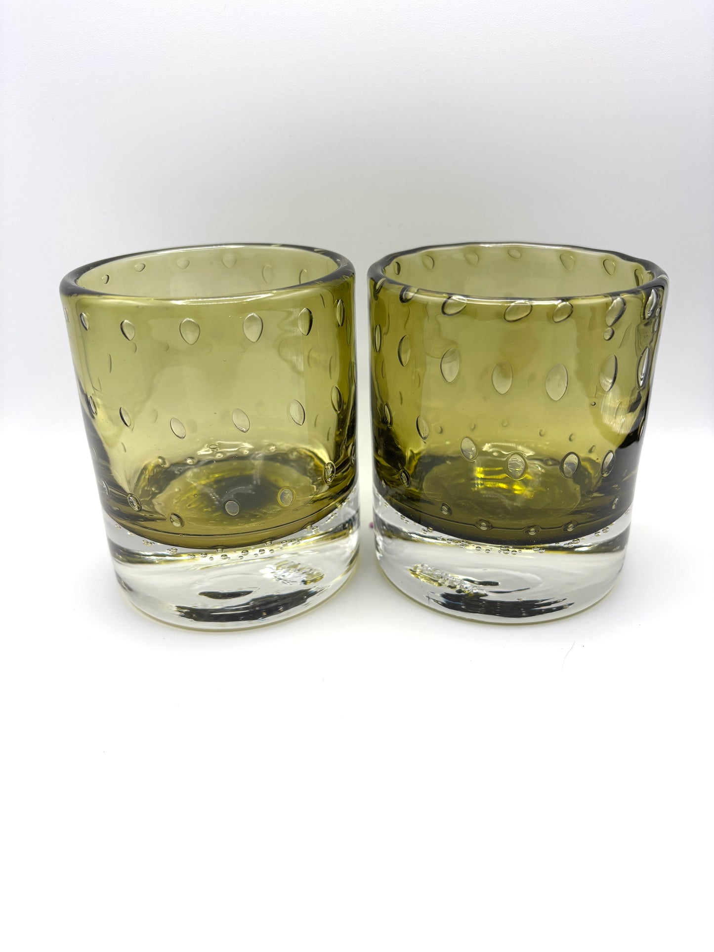 Olive Green Bubble Bourbon Glass