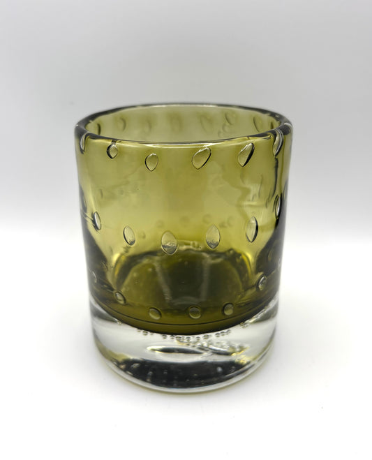 Olive Green Bubble Bourbon Glass