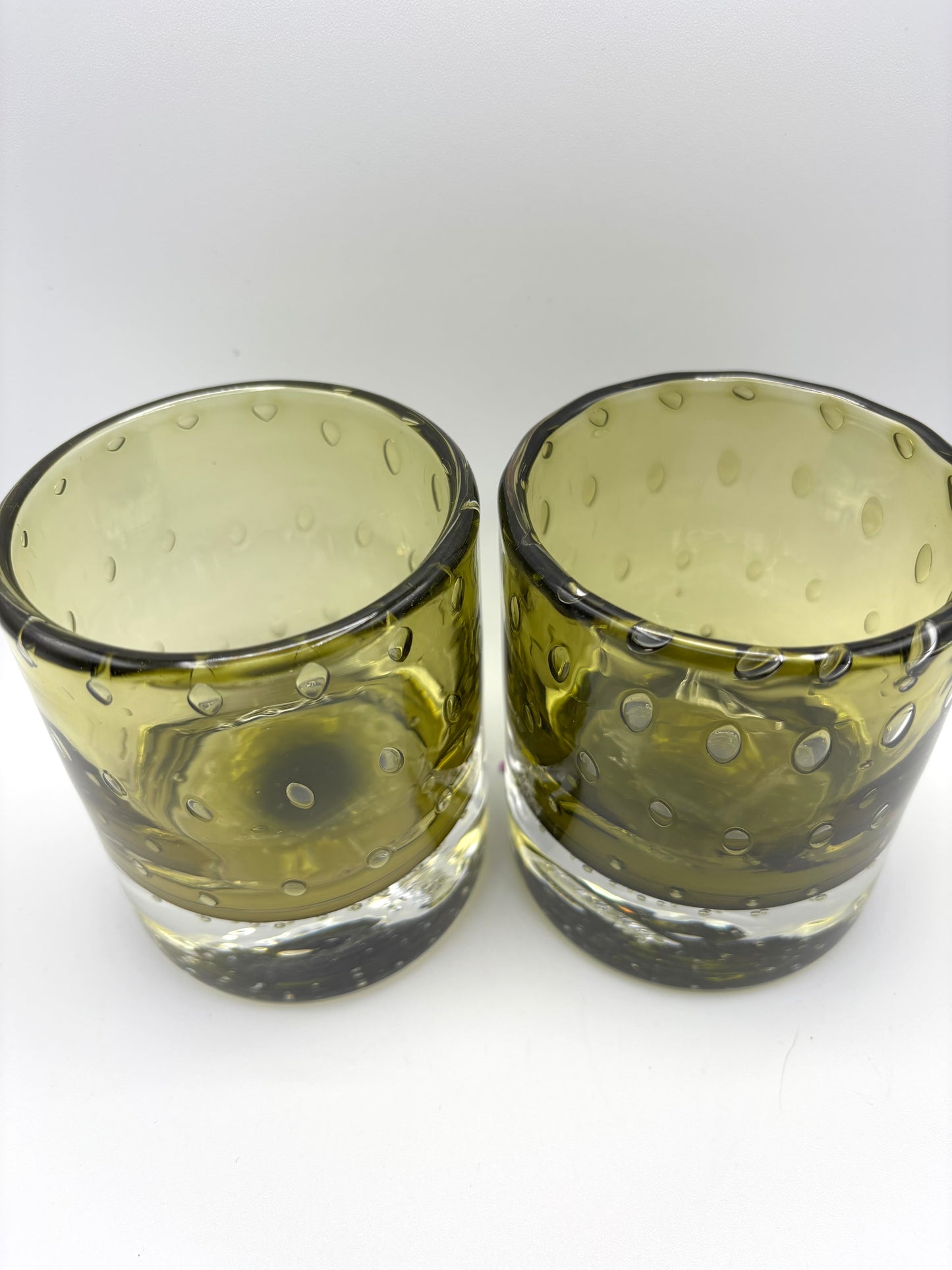 Olive Green Bubble Bourbon Glass